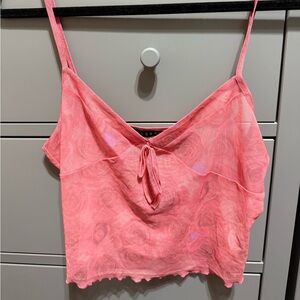 Lioness Pink Floral mesh tank Top
